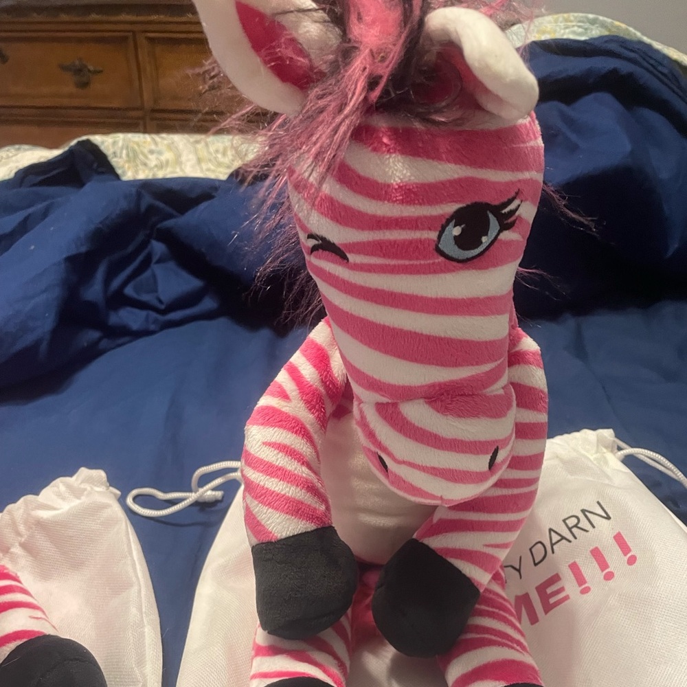 Pink zebra plush